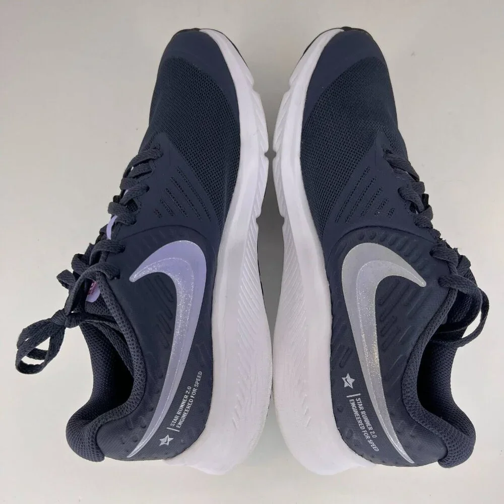 Nike Youth AQ3542-406 Navy  Runner 2.0 Mesh Low Top Size 5Y Running Shoes